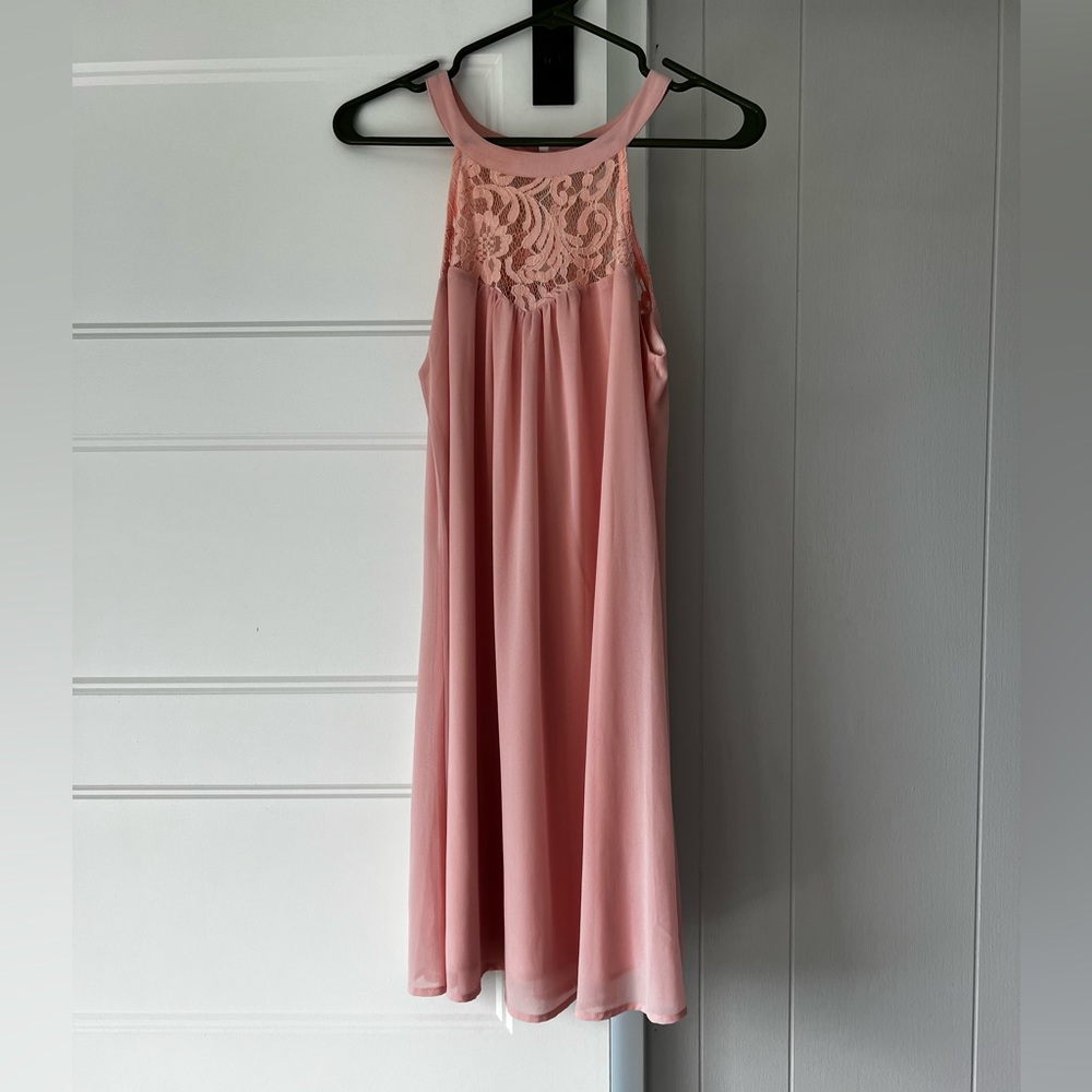 Light pink high neck dress